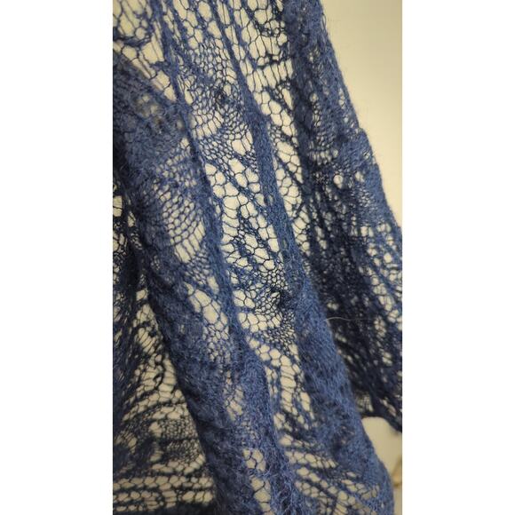 Lauren Ralph Lauren Web Crochet Oversized Scarf Wrap Mohair OS - Picture 4 of 7